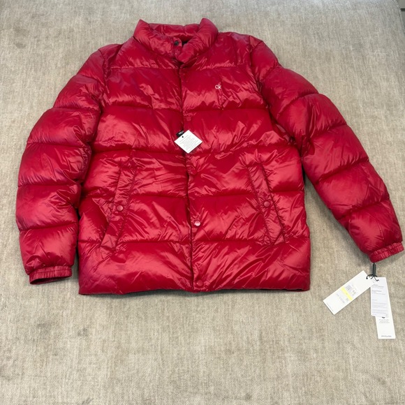 Calvin Klein Mens Red Puffer Jacket Sorona Insulated 7F Warmth CM152963 Medium